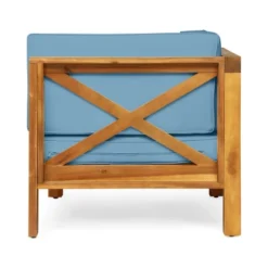 Christopher Knight Home Culatra Outdoor Acacia Wood 5 Seater Sectional Sofa Set With 50,000 BTU Iron Fire Pit -FurniVerse Store GUEST 008f2e7a df3c 46e4 b43c 0e2504eca476