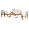 Luciano 4pc Acacia Wood Patio Chat Set With Cushions - Brown Patina - Christopher Knight Home