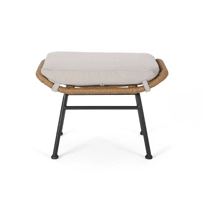 Set Of 2 Chalet Indoor Modern Boho Wicker Chat With Ottomans Light Brown/Beige/Black - Christopher Knight Home 2 Set Of 2 Chalet Indoor Modern Boho Wicker Chat With Ottomans Light Brown/Beige/Black - Christopher Knight Home - Image 2