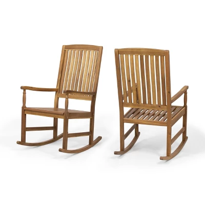 Christopher Knight Home Arcadia Outdoor Acacia Wood Rocking Chairs (Set Of 2) 10 Christopher Knight Home Arcadia Outdoor Acacia Wood Rocking Chairs (Set Of 2) - Image 10