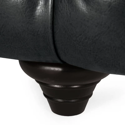 Sagewood Contemporary Faux Leather Tufted 3 Seater Sofa Midnight Black/Dark Brown - Christopher Knight Home 6 Sagewood Contemporary Faux Leather Tufted 3 Seater Sofa Midnight Black/Dark Brown - Christopher Knight Home - Image 6