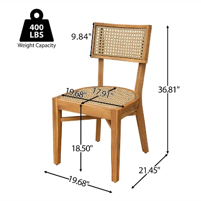 Christopher Knight Home Dahlia Patio Rustic Acacia Wood Wicker Dining Chair (Set Of 2) 2 Christopher Knight Home Dahlia Patio Rustic Acacia Wood Wicker Dining Chair (Set Of 2) - Image 2
