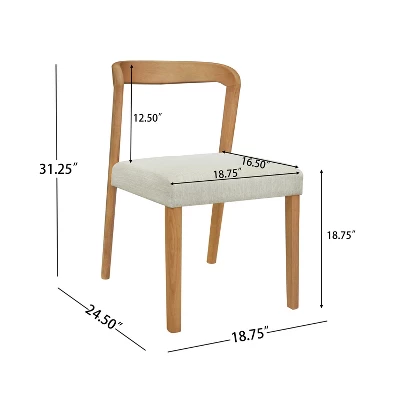 Christopher Knight Home Sonore Contemporary Rubberwood Upholstered Dining Chairs With Curved Open Back (Set Of 2) 2 Christopher Knight Home Sonore Contemporary Rubberwood Upholstered Dining Chairs With Curved Open Back (Set Of 2) - Image 2