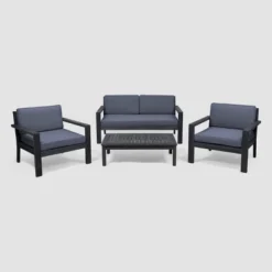 Santa Ana 4pc Gray Acacia Wood Conversation Set - Christopher Knight Home