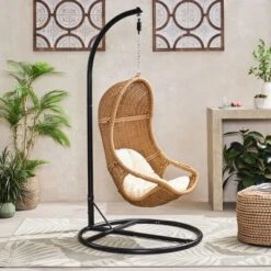 Christopher Knight Home Ripley Outdoor Wicker Hanging Basket Chair With Cushions (No Stand)