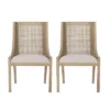Christopher Knight Home Set Of 2 Maurers Cane And Wood Upholstered Dining Chairs Beige/Natural
