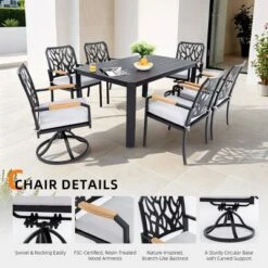 Christopher Knight Home Vale 7 Piece Outdoor Aluminum And Sunbrella Cushions Dining Set With 59" Rectangular Table 13 Christopher Knight Home Vale 7 Piece Outdoor Aluminum And Sunbrella Cushions Dining Set With 59" Rectangular Table -FurniVerse Store GUEST 097f4ace 4bab 47b7 8cee e46a09cfdd5e