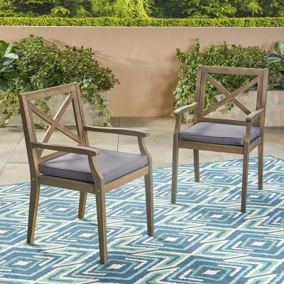 Perla 2pk Acacia Wood Patio Dining Chair - Christopher Knight Home 1 Perla 2pk Acacia Wood Patio Dining Chair - Christopher Knight Home
