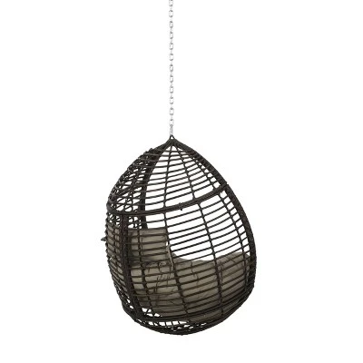 Morris Indoor/Outdoor Wicker Hanging Chair With 8' Chain - Christopher Knight Home 2 Morris Indoor/Outdoor Wicker Hanging Chair With 8' Chain - Christopher Knight Home - Image 2