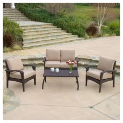 Honolulu Outdoor 4pc Wicker Seating Set And Cushions - Christopher Knight Home -FurniVerse Store GUEST 0a8a1ec8 fab2 4fca a90b 30a532a1c22b