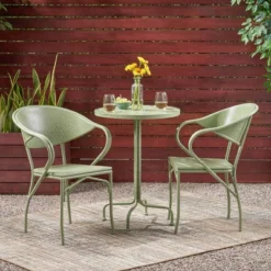 Palm Desert 3pc Iron Modern Bistro Set - Christopher Knight Home -FurniVerse Store GUEST 0b041e16 7ecd 485a bc54 7d8e3e90721f
