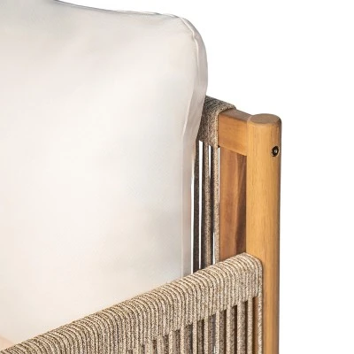 Christopher Knight Home Ivana Patio Woven Rope Acacia Wood Club Chair With Deep Cushions 5 Christopher Knight Home Ivana Patio Woven Rope Acacia Wood Club Chair With Deep Cushions - Image 5