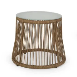 Russel 3pc Outdoor Wicker 2 Seater Chat Set - Light Brown/Beige - Christopher Knight Home -FurniVerse Store GUEST 0dba6bef 0067 4f68 965c cd208f238428