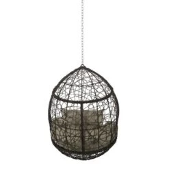 Castaic Indoor/Outdoor Wicker Hanging Chair With 8' Chain - Brown/Khaki - Christopher Knight Home -FurniVerse Store GUEST 0e7270ae ca4c 40c3 8fe4 175ac9d4e4f3