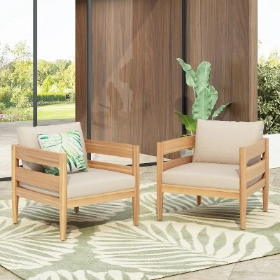 Christopher Knight Home Fritz Outdoor Rustic Upholstered Club Chair With Slat Paneling (Set Of 2) 8 Christopher Knight Home Fritz Outdoor Rustic Upholstered Club Chair With Slat Paneling (Set Of 2) - Image 8