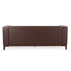 Raintree Mid Century Modern Faux Leather Tufted 3 Seater Sofa Dark Brown/Espresso - Christopher Knight Home -FurniVerse Store GUEST 10635669 7404 4183 ad94 feb1f36702ad