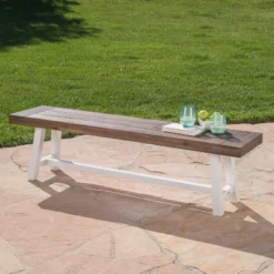 Christopher Knight Home Bowman Outdoor Acacia Wood 63" W Bench With Iron Legs -FurniVerse Store GUEST 10a2ea0e d2db 4e14 b9ff daf34cbf7f9a