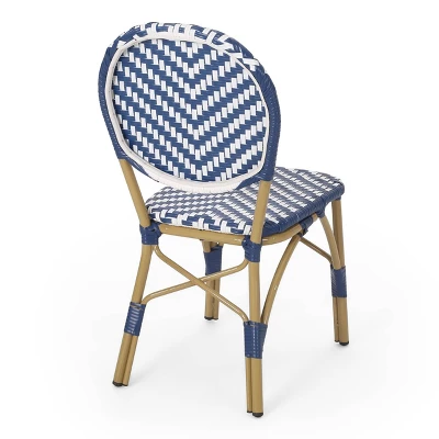 Christopher Knight Home Picardy 2pk Outdoor Aluminum French Cafe Chairs: Wicker, UV & Water-Resistant 3 Christopher Knight Home Picardy 2pk Outdoor Aluminum French Cafe Chairs: Wicker, UV & Water-Resistant - Image 3