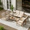 Christopher Knight Home Vanda Patio 6 Pieces Acacia Wood Open Slat Seating Set With Cushions