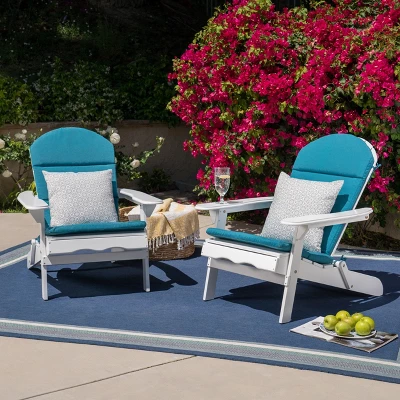 Malibu 2pk Acacia Adirondack Chairs - White/Teal - Christopher Knight Home 1 Malibu 2pk Acacia Adirondack Chairs - White/Teal - Christopher Knight Home