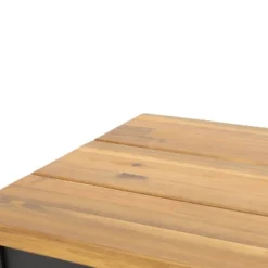 Lindsey Outdoor Modern Industrial Acacia Wood Bench Teak/Black - Christopher Knight Home -FurniVerse Store GUEST 13cccf05 b353 4123 b633 41582e2acba4