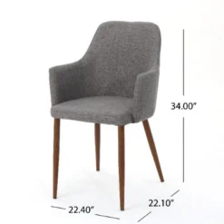 Set Of 2 Mid-Century Modern Fabric Dining Chairs, Accent Side Chair, Leisure Chairs With Wood-Finish Metal Legs, Christopher Knight Home Armchair