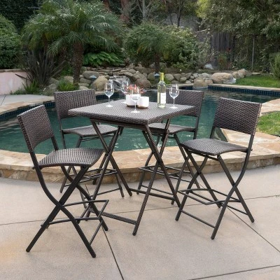 Christopher Knight Home Margarita Outdoor Wicker Folding 5 Piece Bar Set, Multibrown 1 Christopher Knight Home Margarita Outdoor Wicker Folding 5 Piece Bar Set, Multibrown