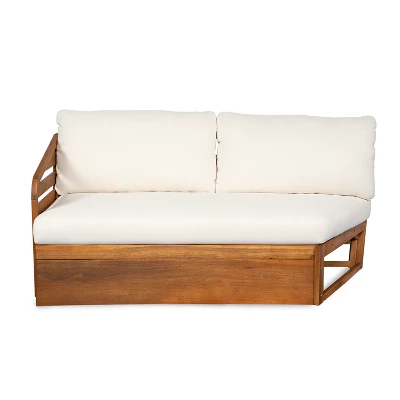 Christopher Knight Home Rugar 4-Seater Patio Acacia Wood V-Shaped Sectional Sofa With Thick Cushions 4 Christopher Knight Home Rugar 4-Seater Patio Acacia Wood V-Shaped Sectional Sofa With Thick Cushions - Image 4