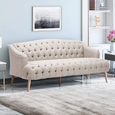 Adelia Contemporary Tufted Sofa Beige - Christopher Knight Home 1 Adelia Contemporary Tufted Sofa Beige - Christopher Knight Home