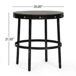 Rivet Modern Industrial Handcrafted Round Mango Wood Side Table Brown/Antique Gunmetal - Christopher Knight Home -FurniVerse Store GUEST 16d15633 9787 4c71 b33d 750bc31a131f