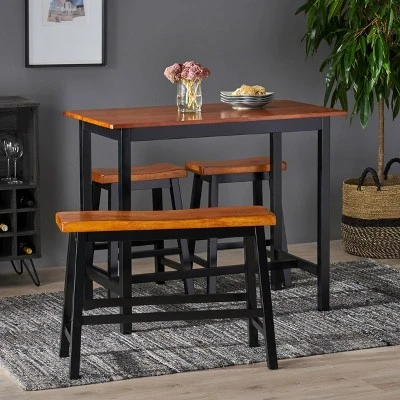 4pc Pomeroy Dining Set Walnut - Christopher Knight Home 1 4pc Pomeroy Dining Set Walnut - Christopher Knight Home