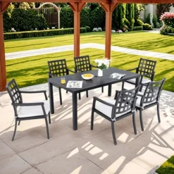 Christopher Knight Home Tracy Outdoor 7 Piece Aluminum Dining Set With Removable Sunbrella Cushions