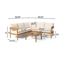 Christopher Knight Home 4pc Brooklyn Teak Outdoor Sectional Chat Set With Cushions Beige 28 Christopher Knight Home 4pc Brooklyn Teak Outdoor Sectional Chat Set With Cushions Beige -FurniVerse Store GUEST 18ccf69c 47c8 4556 b7f8 4630ac2057c5