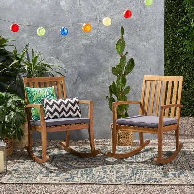 Montrose 2pk Acacia Wood Patio Rocking Chair Teak - Christopher Knight Home 1 Montrose 2pk Acacia Wood Patio Rocking Chair Teak - Christopher Knight Home