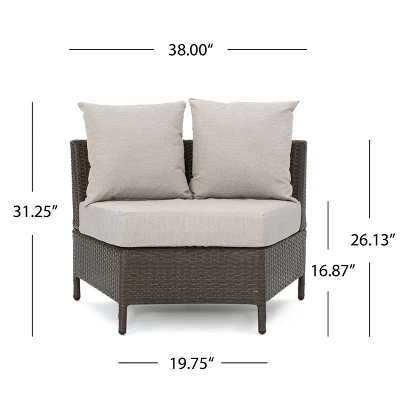 Christopher Knight Home 2pc Newton Wicker Outdoor Patio Curved Loveseat Sectional With Cushions Brown/Ceramic Gray 2 Christopher Knight Home 2pc Newton Wicker Outdoor Patio Curved Loveseat Sectional With Cushions Brown/Ceramic Gray - Image 2