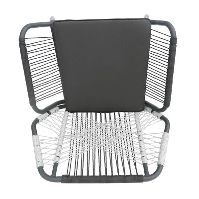 Christopher Knight Home Idaho Outdoor Rope And Steel Club Chairs With Cushion (Set Of 2), Gray/White 6 Christopher Knight Home Idaho Outdoor Rope And Steel Club Chairs With Cushion (Set Of 2), Gray/White - Image 6