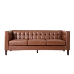 Pondway Contemporary Faux Leather Tufted 3 Seater Sofa - Christopher Knight Home -FurniVerse Store GUEST 1f69ec75 8461 4c56 b21b 39dee22b0203