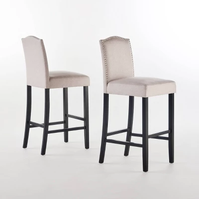 Set Of 2 Darren Contemporary Upholstered Barstools With Nailhead Trim - Christopher Knight Home 6 Set Of 2 Darren Contemporary Upholstered Barstools With Nailhead Trim - Christopher Knight Home - Image 6