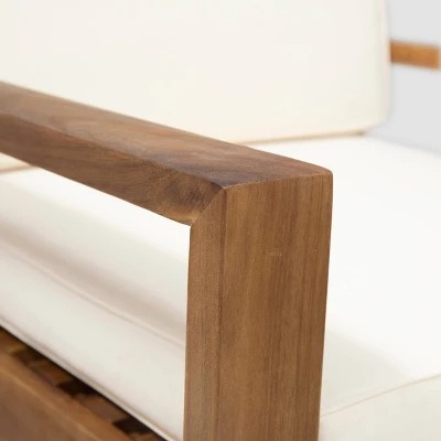 Santa Ana 2pk Acacia Wood Club Chairs Teak/Cream - Christopher Knight Home 3 Santa Ana 2pk Acacia Wood Club Chairs Teak/Cream - Christopher Knight Home - Image 3