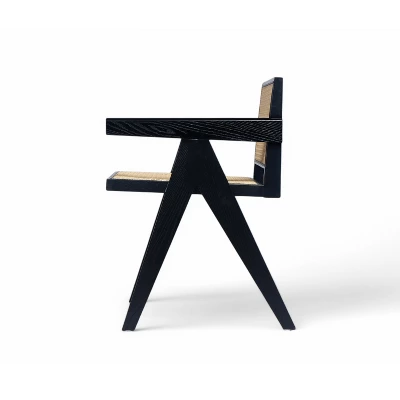 Christopher Knight Home Randall Rubberwood And Cane Arm Dining Chair With V-Shaped Legs(Set Of 2) 3 Christopher Knight Home Randall Rubberwood And Cane Arm Dining Chair With V-Shaped Legs(Set Of 2) - Image 3