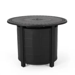 Amaya 5pc Outdoor 4 Wicker Swivel Chair & Fire Pit Set - Dark Brown/Beige/Matte Black - Christopher Knight Home -FurniVerse Store GUEST 231cad94 0799 4463 86d5 abb259e55e9b