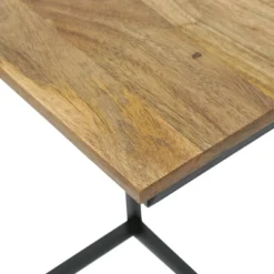 Oceola Modern Industrial Handcrafted Mango Wood C Shaped Side Table With Charging Port Natural/Black - Christopher Knight Home -FurniVerse Store GUEST 23435056 33cd 410a bc80 4661e166f168