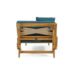 Serene Outdoor Acacia Wood Expandable Daybed With Cushions Teak/Dark Teal - Christopher Knight Home -FurniVerse Store GUEST 23b831da 979d 46e3 9088 24f62def390a