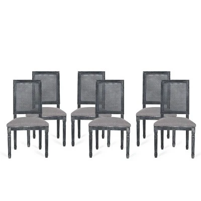 Set Of 6 Regina French Country Wood And Cane Upholstered Dining Chairs - Christopher Knight Home 13 Set Of 6 Regina French Country Wood And Cane Upholstered Dining Chairs - Christopher Knight Home - Image 13