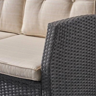 Sanger Wicker Sofa - Gray/Beige - Christopher Knight Home 2 Sanger Wicker Sofa - Gray/Beige - Christopher Knight Home - Image 2
