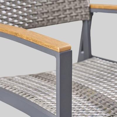 Luton 2pk Wicker & Aluminum Patio Dining Chair - Gray - Christopher Knight Home 4 Luton 2pk Wicker & Aluminum Patio Dining Chair - Gray - Christopher Knight Home - Image 4