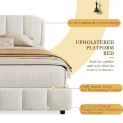 Christopher Knight Home Ella Boucle Upholstered Platform Bed With Headboard, Beige, King -FurniVerse Store GUEST 260f4f1f 911d 4e0f 9164 77b61b2a4901