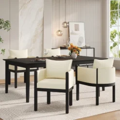 Christopher Knight Home Keera Modern Rubberwood Linen Upholstered Armchairs (Set Of 4) -FurniVerse Store GUEST 2665f739 c08a 46bc 9ee2 a698aa90c303