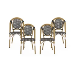 Christopher Knight Home Remi Outdoor French Wicker And Aluminum Bistro Chairs (Set Of 4)