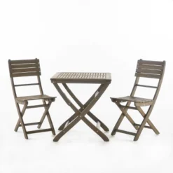 Positano 3pc Acacia Wood Foldable Bistro Set: Weather-Resistant, Space-Saving - Christopher Knight Home